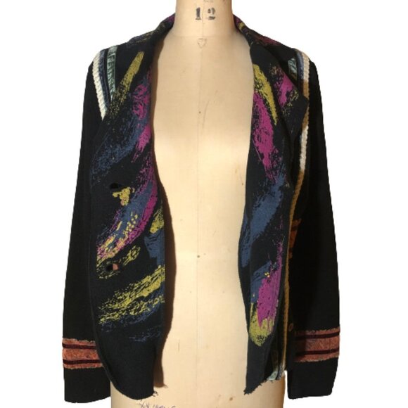 Vintage Lulu H 'patchwork' multi print multi-color jacket blazer - Picture 11 of 15